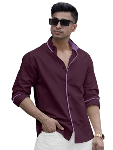 Image of Shirt for Men Casual Shirt,Solid Cotton,Plain Full Sleeve, Regular Fit,Everyday Fashion Wear