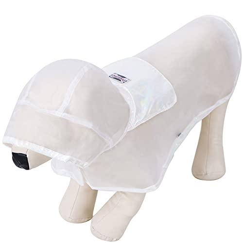 Edoxus Hunderegenmantel Haustier Verstellbar Regenjacke mit Kapuze Transparent Wasserdicht Hundejacke Eva Poncho für Kleine Mittlere Hunde, M