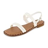 CUSHIONAIRE Sandalia Plana Virgo para Mujer +Memory Foam, Blanco 38 EU