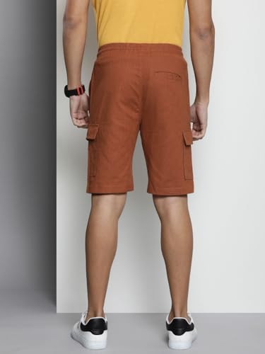 Image of The Indian Garage Co Men Slim Fit Solid Mid-Rise Cargo Shorts