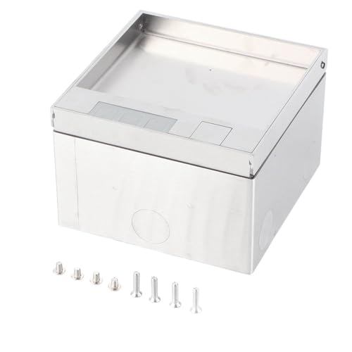 Relogic Floor Outlet Box, 2 x 3 Prong Receptacles 16A 4000W, Flat Flip Cover Recessed Socket Box, with PC and Stainless Steel Material, for Office Hotel Shopping Mall School