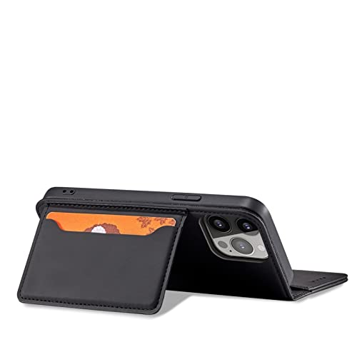 Étui de téléphone à rabat pliable en cuir PU noir antichoc avec fente pour carte et support intégré - 8