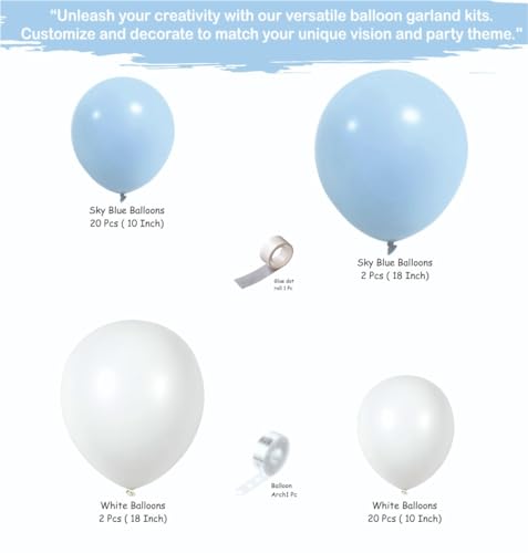 Image of Happy Birthday Balloons Decoration Kit - 41 pcs Blue and White Balloons Garland Set for Birthday Decoration | Birthday Party Decoration Set for Celebrations for Kids & Boys