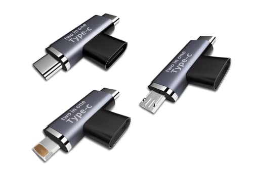 Apitiong Type C Femelle vers Lightning et Adaptateur USB C Femelle C vers 2 C mâle C Femelle vers C mâle et Adaptateur Mico OTG PD Adaptateur de Charge Rapide, Compatible avec Lightning Cover