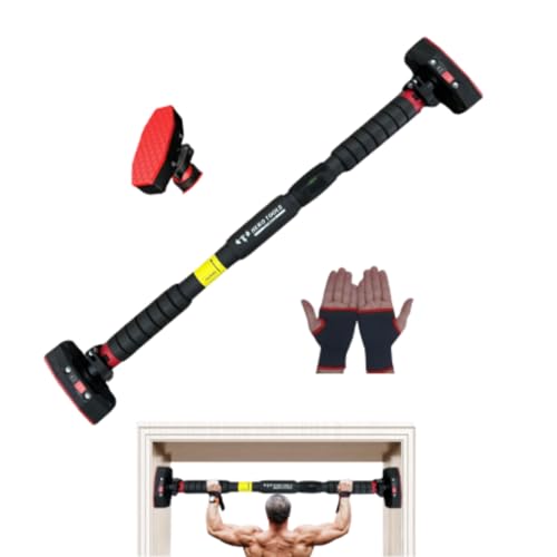 Hero Tools Fitness, Pull Up Bar: Strength Training Chin up Bar without Screws - With Gloves for Home Gym, Adjustable 27-42in / 69-106cm. Width Locking Mechanism Pull-up Bar for Doorway - Max Load 880lb with Support Frames. For Home Gym Upper Body Workout, Non-slip