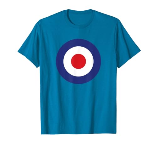 Mod Target Circle Music Logo | Retro Air Force RAF Roundel T-Shirt, Men, Sapphire Blue, Medium