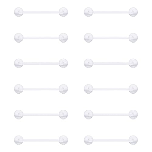 Gojewen Claro Piercing Pezón Lengua Anillos 14G 16mm Plástico Acryilc Transparente Recto Barbells Piercing Joyas