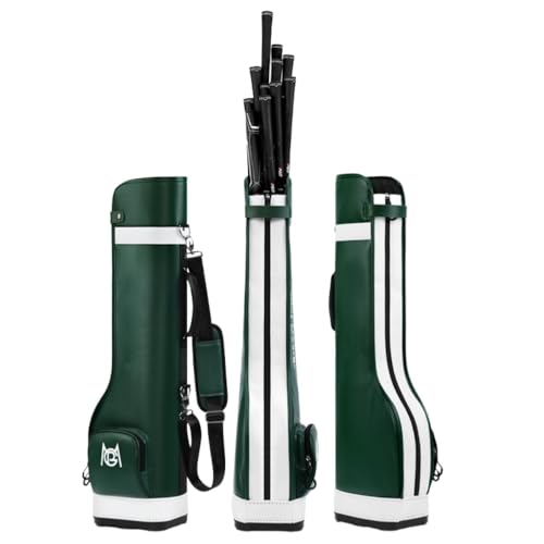 KCNN クラブケース、ゴルフバッグ 、PUレザー、自立 、14本収納、大容量、軽量、防水、耐摩耗性、練習用、旅行用、 男女兼用 (グリーン)
