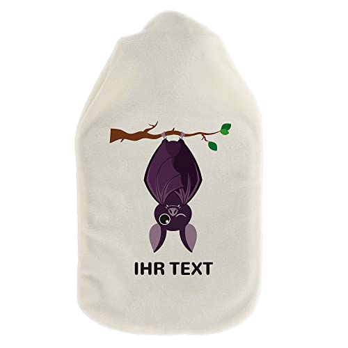 stempel-fabrik – Wärmflasche mit personalisierbarem Bezug – kuscheliger Wärmflaschenbezug mit Wunschtext wie Namen individuell gestalten – Geschenkidee für Kinder & Erwachsene (800 ml | Fledermaus)