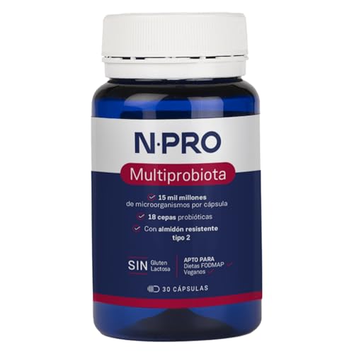 NPro Multiprobiota 30 cápsulas – Probiótico multicepa con 18 cepas y 15.000 millones de UFC – Apoya el equilibrio intestinal y la función digestiva