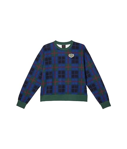 Jordan Girl's Brooklyn Plaid Fleece Crew (Little Kids/Big Kids) Noble Green/Rattan SM (8 Big Kid)