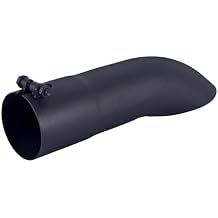 Turn Down Exhaust Tip 2.5" Inlet 12" Overall Length Stainless Steel Polished Tailpipe Tip Bolt On Diesel, Black