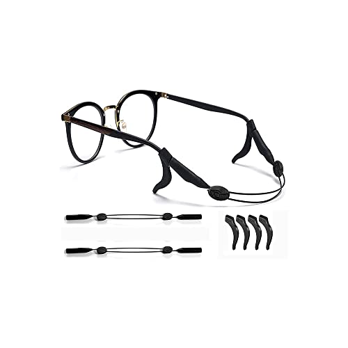 Tiardey Lot de 2 sangles de support de lunettes de soleil de sport avec 4 crochets d'oreilles antidérapants, cordon réglable universel pour lunettes de soleil pour homme et femme Cover