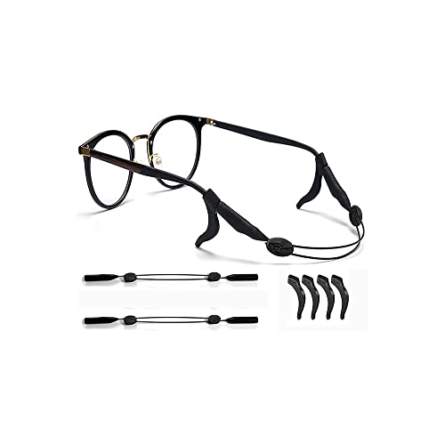 Tiardey Lot de 2 sangles de support de lunettes de soleil de sport avec 4 crochets d'oreilles antidérapants, cordon réglable universel pour lunettes de soleil pour homme et femme