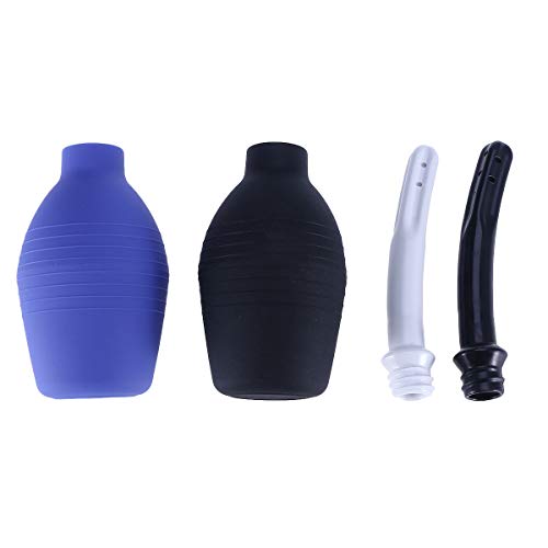 2pcs 310ml Safe Douche Anus Cleaner Vaginal Flusher Washing Enemator para adultos (preto e azul)