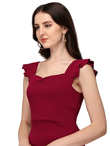 Image of Mehrang Fashion Western Dress || Stretchable Solid Sleeveles Frill Dress for Women || Western Dresses for Women || Dress for Women|| Summer Short Dresses for Women