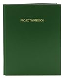 BookFactory Green Project Notebook - 96 Pages (.25'' Ruled Format), 8 7/8'' x 11 1/4'', Green Imitation Leather Cover, Section Sewn Hardbound (LIRPE-096-LLR-A-LGT8)