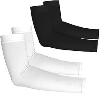 Yeslife 2 Pairs UV Sun Protection Arm Sleeves for Men & Women - Tattoo Cover Up - UPF 50 Cooling Sports Sleeve for Basketball Golf Hiking (White & Black)