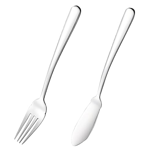 HEMOTON 1set Posate Acciaio Inossidabile Per Ristorazione Forchetta e Coltello Da Pesce Per Cena Casa o Ristorante Design Minimalista e Ergonomico Facile Da Usare e Confortevole Elegante e