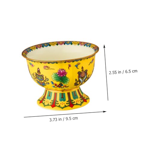 Cuenco de ofrenda sagrada budista de cerámica de 3.5 pulgadas esmaltado 8