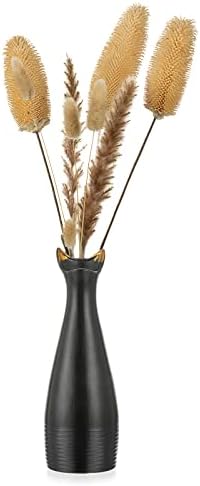 Black Ceramic Vase for Flowers, Cat Ear Shaped Decorative Gift Vases for Home and Living Room Decor, Art Modern Elegant Matt Vase for Table Decoration Centerpieces, 23.5cm