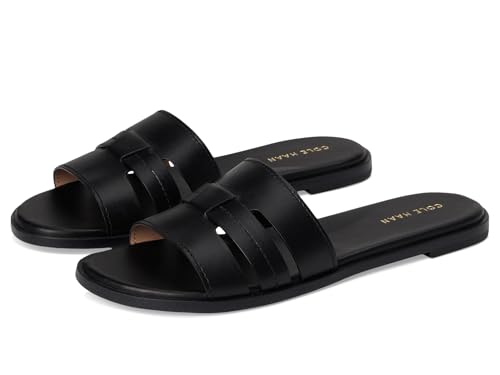 Cole Haan Women's Flynn Slotted Slides Flat Sandal, Black Leather, 9 by Cole Haan - Used condition - CA$38.61