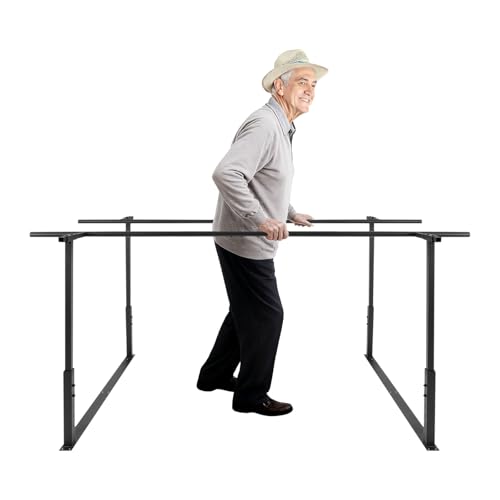 Physical Therapy Parallel Bars, 7FT/213cm Walking Assist Bar with Adjustable Height & Width Parallel Bars for Rehabilitation & Walking Balance Issues, Load-Bearing Capacity 440.92LBS (Black, 7FT)