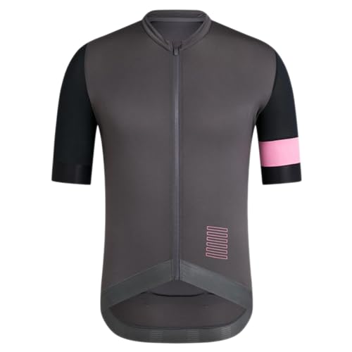 Maillot de ciclismo transpirable de manga corta para hombre, cremallera completa, ropa de ciclismo, elástico, transpirable, camiseta de secado rápido, camiseta funcional para exteriores, O gris., XXL