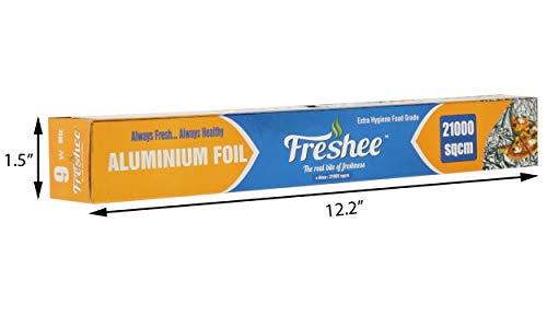 Image of Freshee Aluminium Foil for Food Packing Silver Foil Paper Roll Disposable Roti Wrapping Baking Grilling Paper 21000 sqcm- Pack of 4
