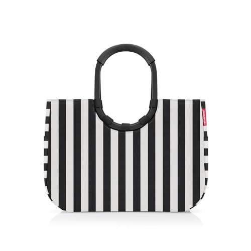reisenthel loopshopper L summerstripes black Stabile Tasche mit praktischen Fächern aus recycelten PET-Flaschen Charmantes und wasserabweisendes Design