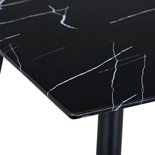Niern Glass Dining Table For 4, Modern Marble Rectangular Kitchen Table For Dining Room Living Room (Black) #TOP5