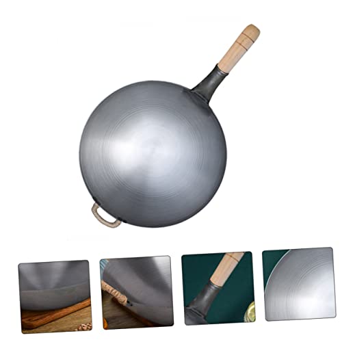 Wok de Hierro Fundido con Mango de Madera Antiadherente 12 pulgadas miniatura 4