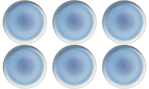 Villeroy & Boch like. by Crafted Blueberry Frühstücksteller 6er Set, 21 cm, Kleiner Teller mit Reaktivglasur, Premium Porzellan, Türkis, 19-5169-2640