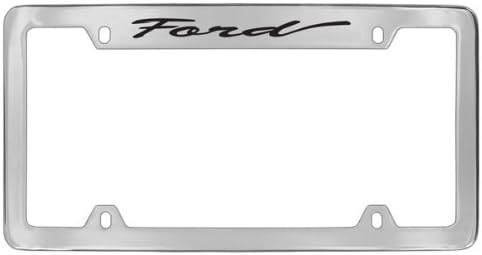 Ford Script Chrome Plated Metal Top Engraved License Plate Frame Holder