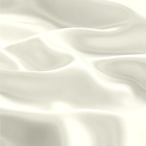 BEDELITE Satin Pillowcase with Zipper, Ivory King Size Pillow Cases Set of 2, Super Soft and Cooling Similar to Silk Pillow Cases, Gift for Women Men(20x36 Inches)