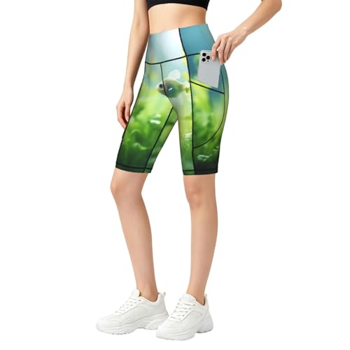 Short de yoga court imprimé poisson asbwuo avec poches pratiques