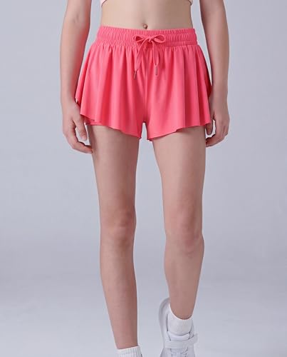 Image of 3 Pack Girls Flowy Shorts with Spandex Liner 2-in-1 Youth Butterfly Skirts for Fitness, Running, Sports