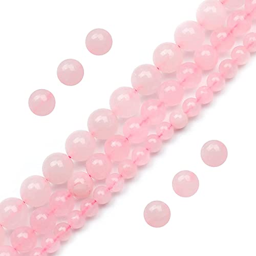 Image of 51pcs Natural Beads Round Gemstone Rose Quartz Beads Loose Beads 8 MM || Crystal Loose Gemstone Emerald Cut Pink Rose || Reiki || Feng Shui || गुलाबी स्फटिक