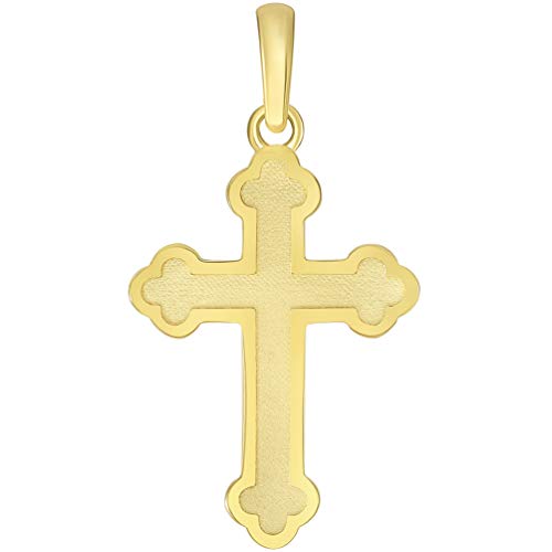Jewelry America 14k Solid Yellow Gold Eastern Orthodox Cross Pendant