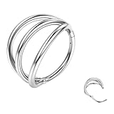 BodyBonita Doble Piercing Nariz Aro - Plata 316L Acero Inoxidable Septum Clic 20G Piercing Oreja Caracola Joyería Hélice Torre Trago Labio Anillo Cartílago Pendientes 8 mm