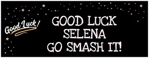 2 Personalised Black Good Luck! Banners - ANY REQUESTED MESSAGE - Available in 6 Colours (White)
