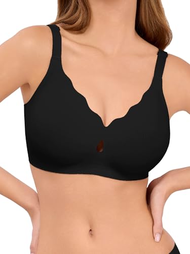 LUCKMEEY Bras for Women No Underwire Wave Push Up Wireless Bra Seamless Bras Full Coverage Bralettes Lift Everyday Bra