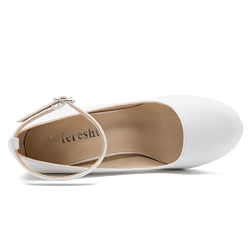 Women's Ankle Strap Pumps Closed Toe Block High Heel Round Toe Mary Jane Shoes4