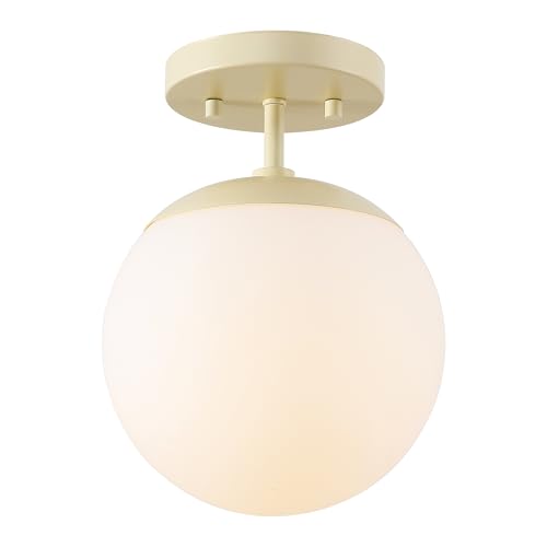 JONATHAN Y Marcel Semi Flush Mount Ceiling Light 7.75", Beige/White