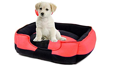 Image of Petslover Ultra Soft Red & Black Color Fleece Fabric Polyester Filled Sofa Reversible Dog /Cat Beds (Export Quality) -Medium