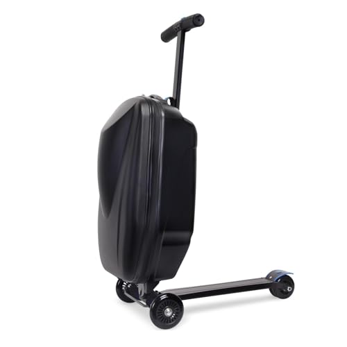 Patinete de equipaje para montar – Maleta plegable 2 en 1 para niños de 4 a 15 años, carrito de viaje multifuncional, Black, M