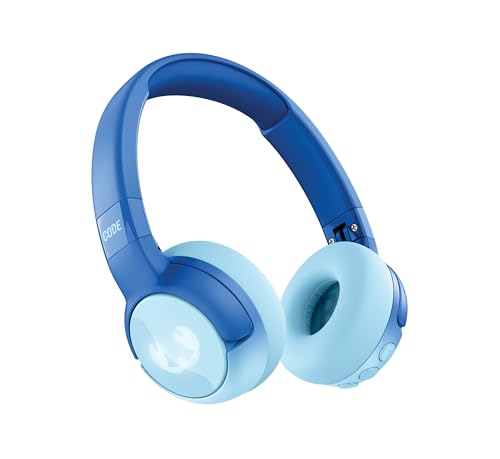 Fresh 'n Rebel Code Junior, Cuffie Bluetooth Senza Fili per Bambini, suono sicuro (<85dB), Adesivo inclusi, Collegare due cuffie, Effetti LED. 48 ore di riproduzione (Wavy Water)