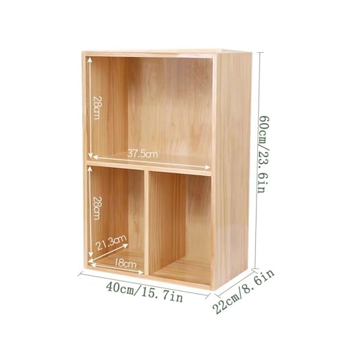 Estantería de almacenamiento y mesa de madera multiusos abierta con tres compartimentos 4