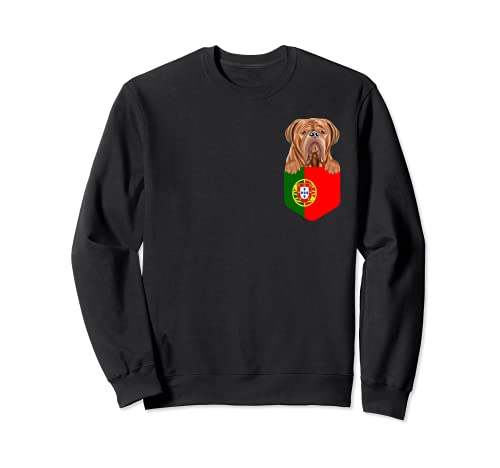 Portugal Flag Dogues de Bordeaux Dog In Pocket Sweatshirt, Black