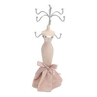 BestAlice Fashion Jewelry Display Stand, Jewelry Mannequin Display Jewelry Tree Stand Organizer, Model Dress Earring Necklace Ring Holder Storage Organizer Hanging Tower Rack, Light Pink